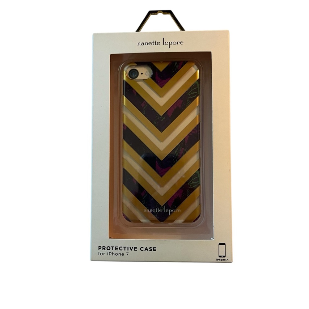 Nanette Lepore Gold and Black Chevron Phone Case